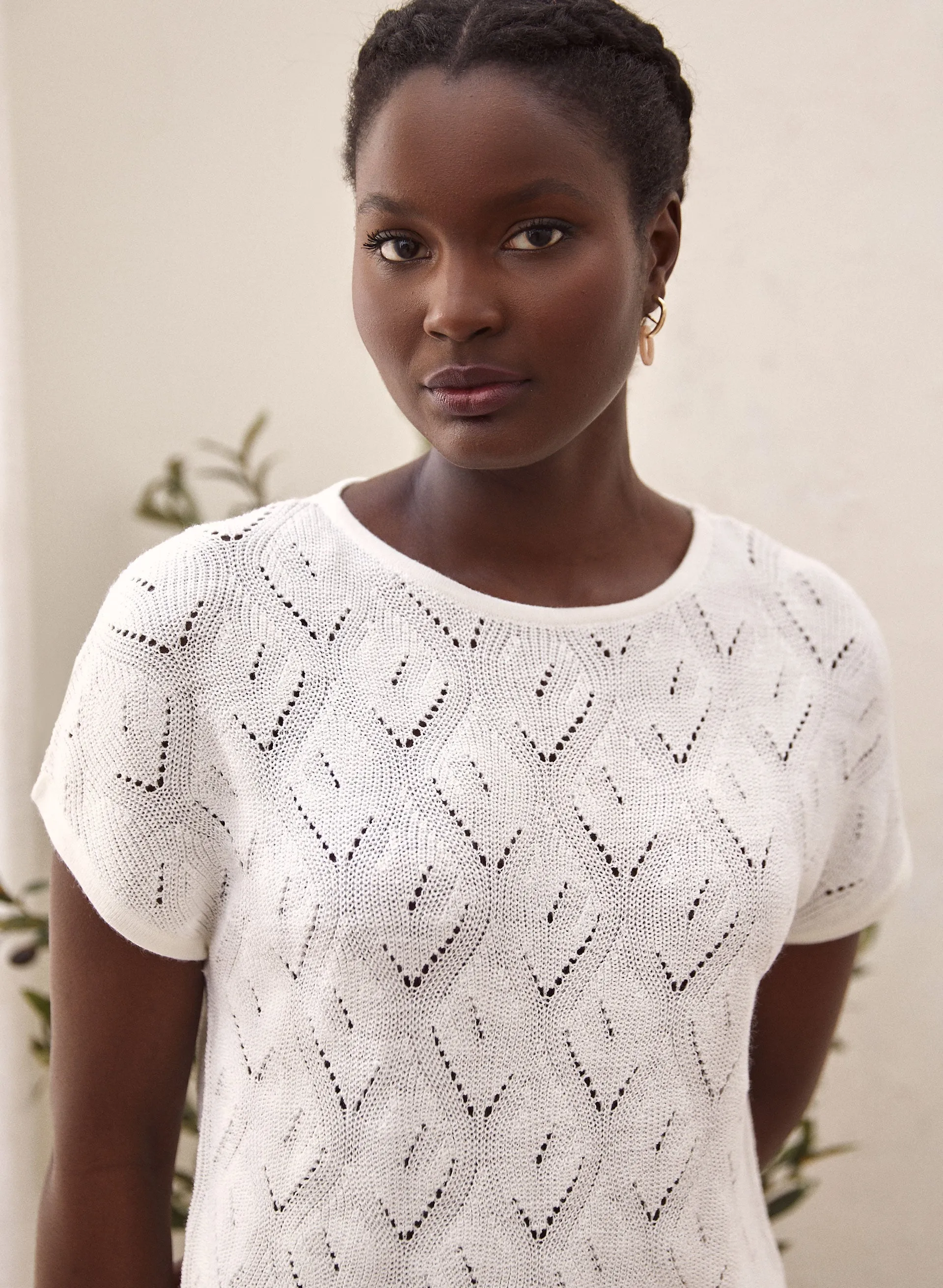 Short Sleeve Pointelle Knit Top sold by Laura product image thumbnail 3