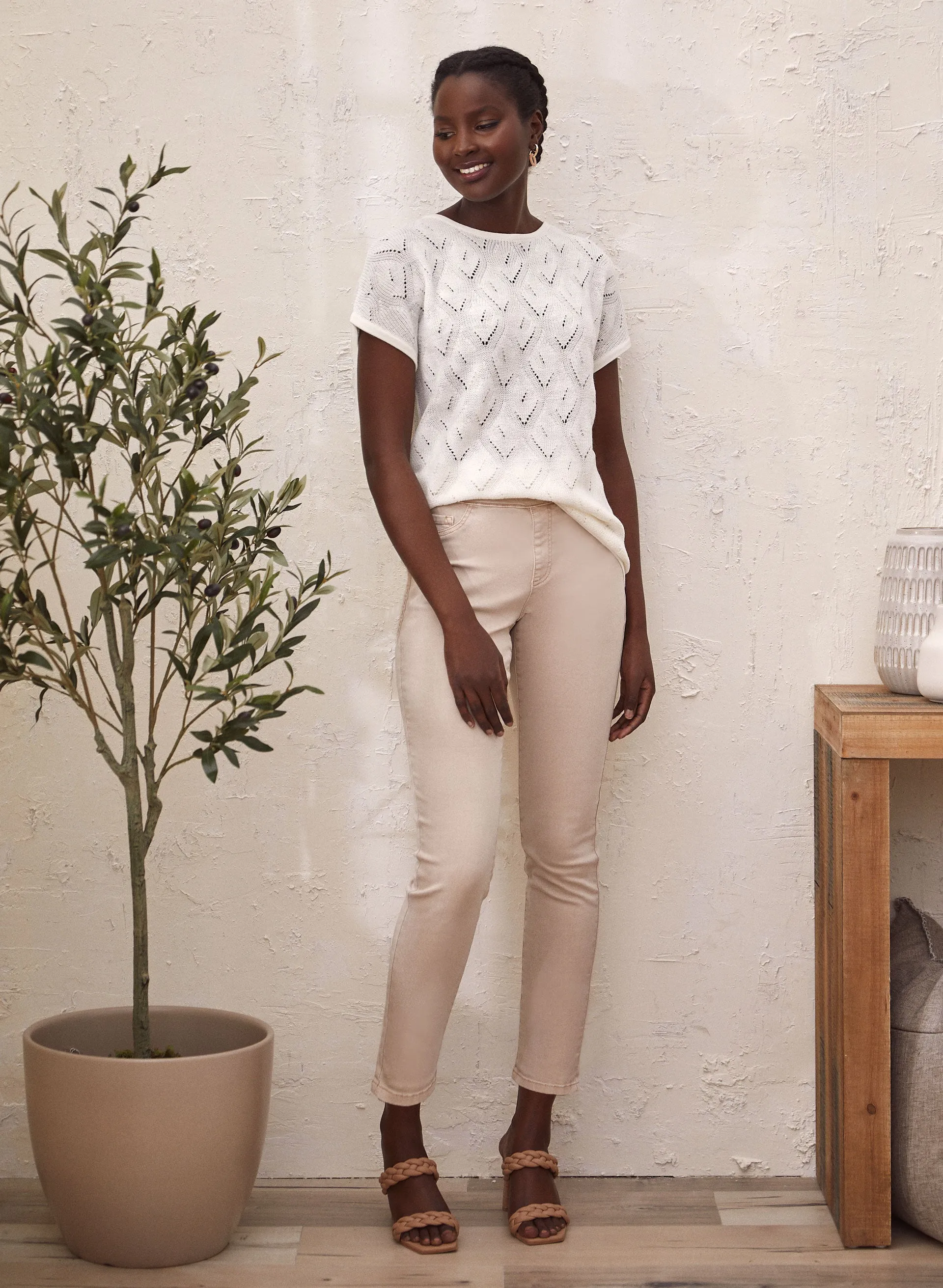 Short Sleeve Pointelle Knit Top sold by Laura product image thumbnail 4