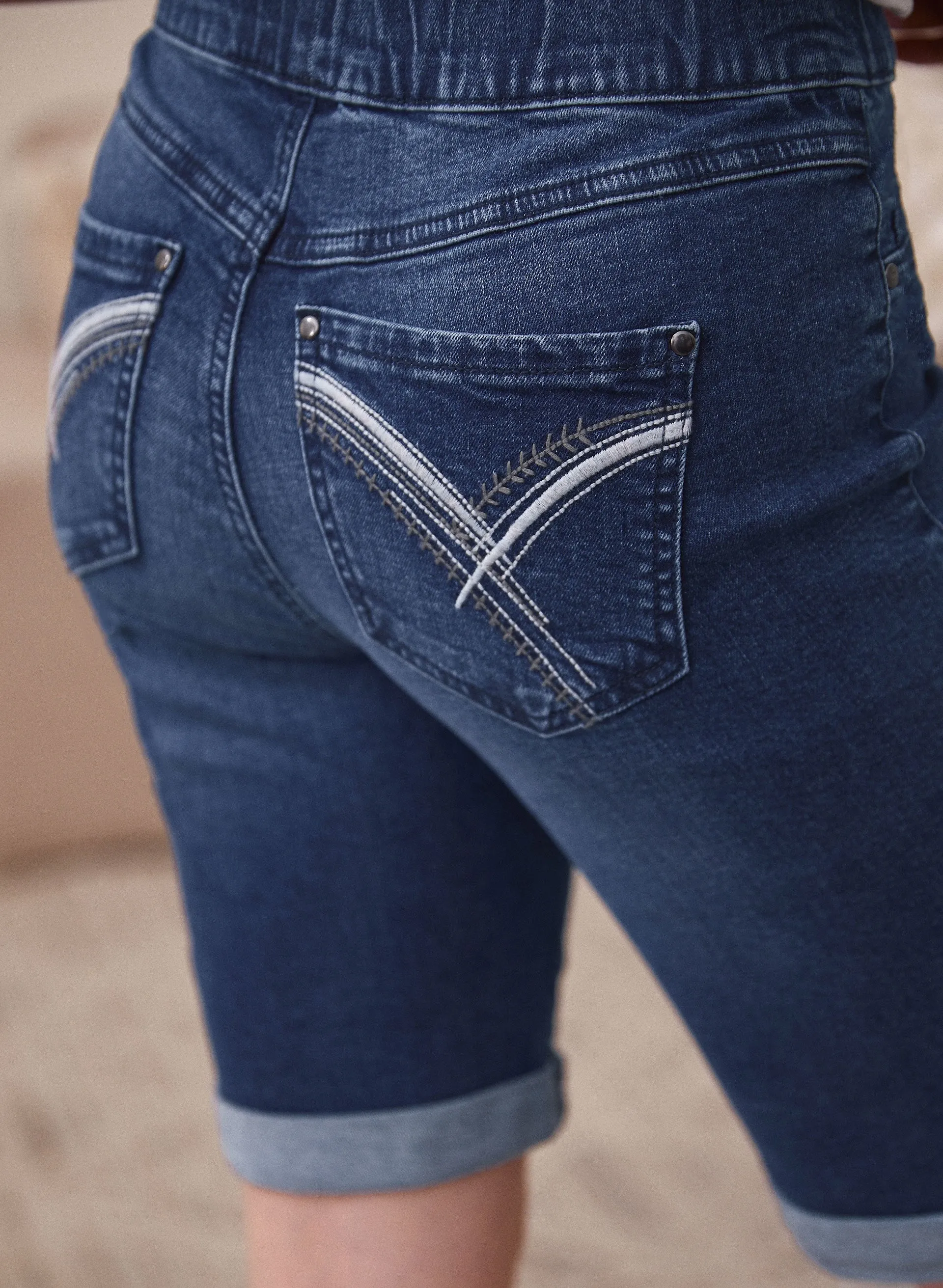 Embroidered Pull-On Denim Shorts sold by Laura product image thumbnail 4