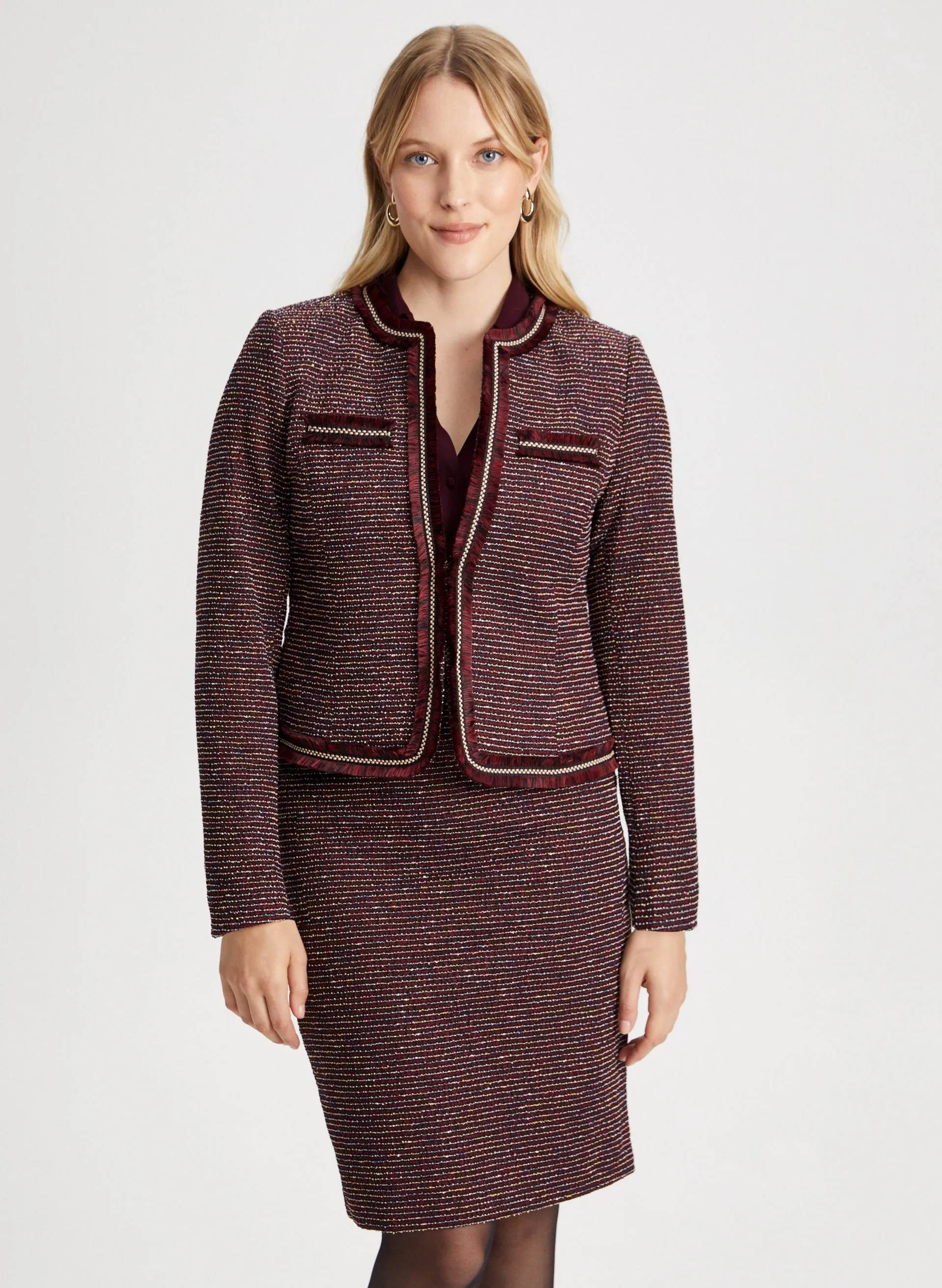 Frayed Trim Bouclé Jacket sold by Laura