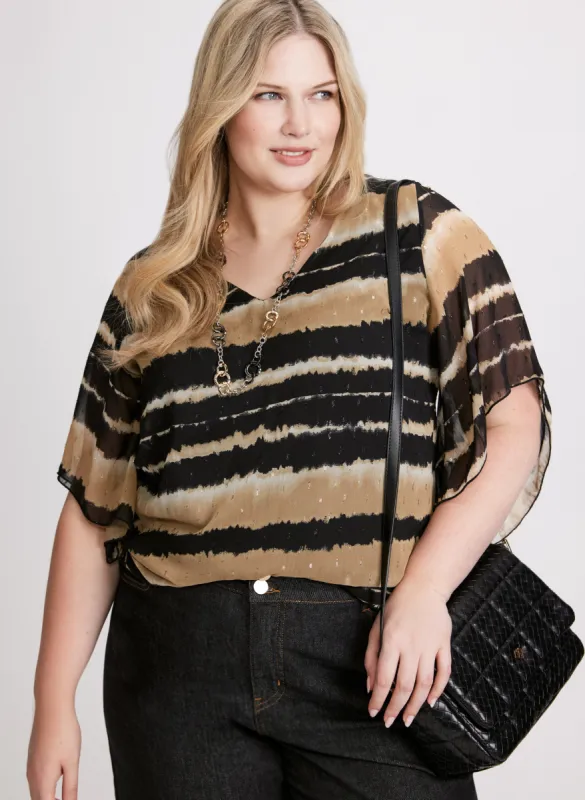Stripe Print Chiffon Top sold by Laura