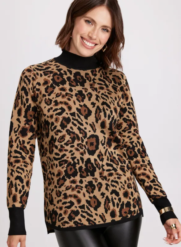 Leopard Print Mock Neck Sweater sold by Laura
