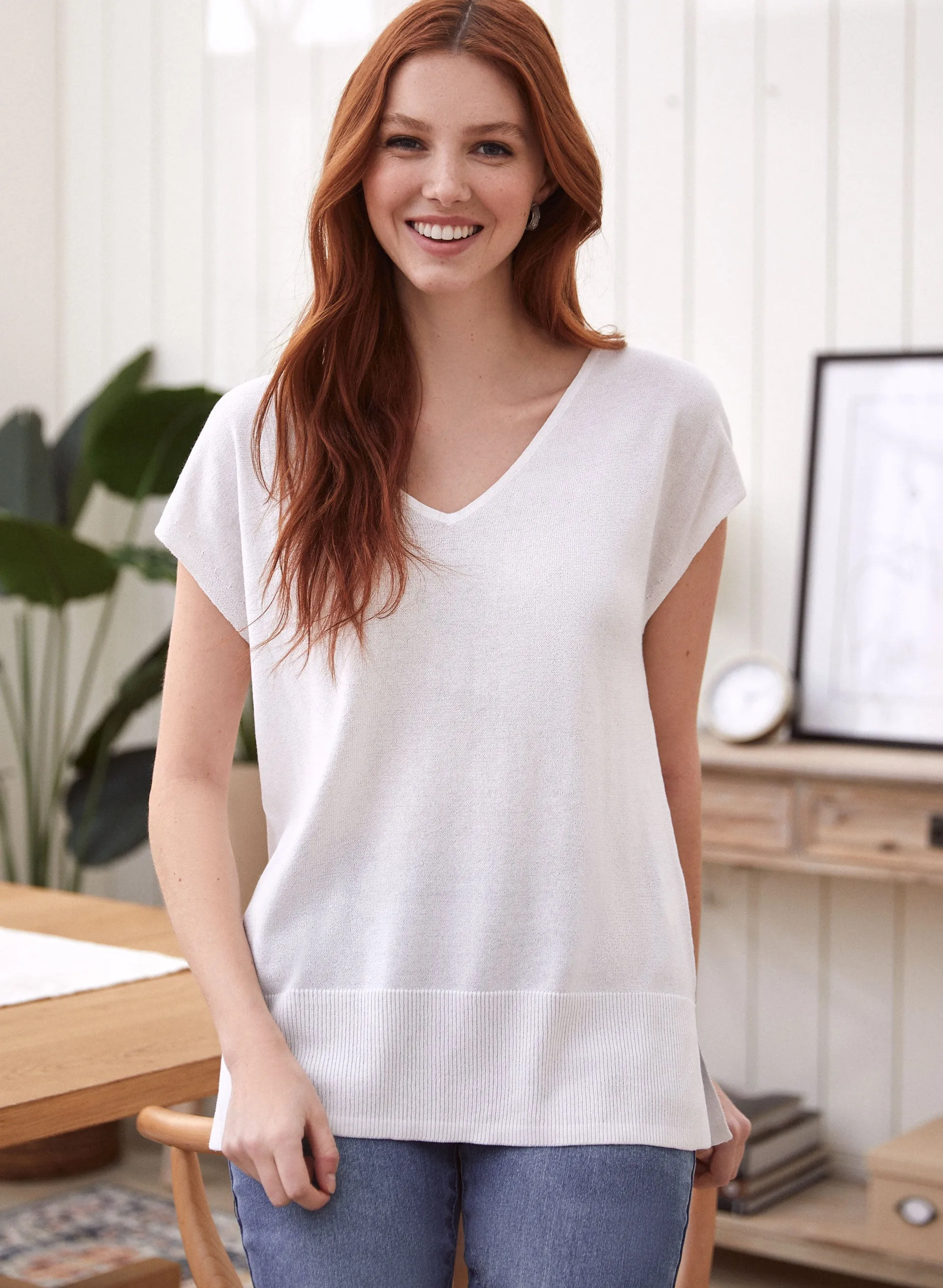 Slit Detail Knit Top sold by Laura