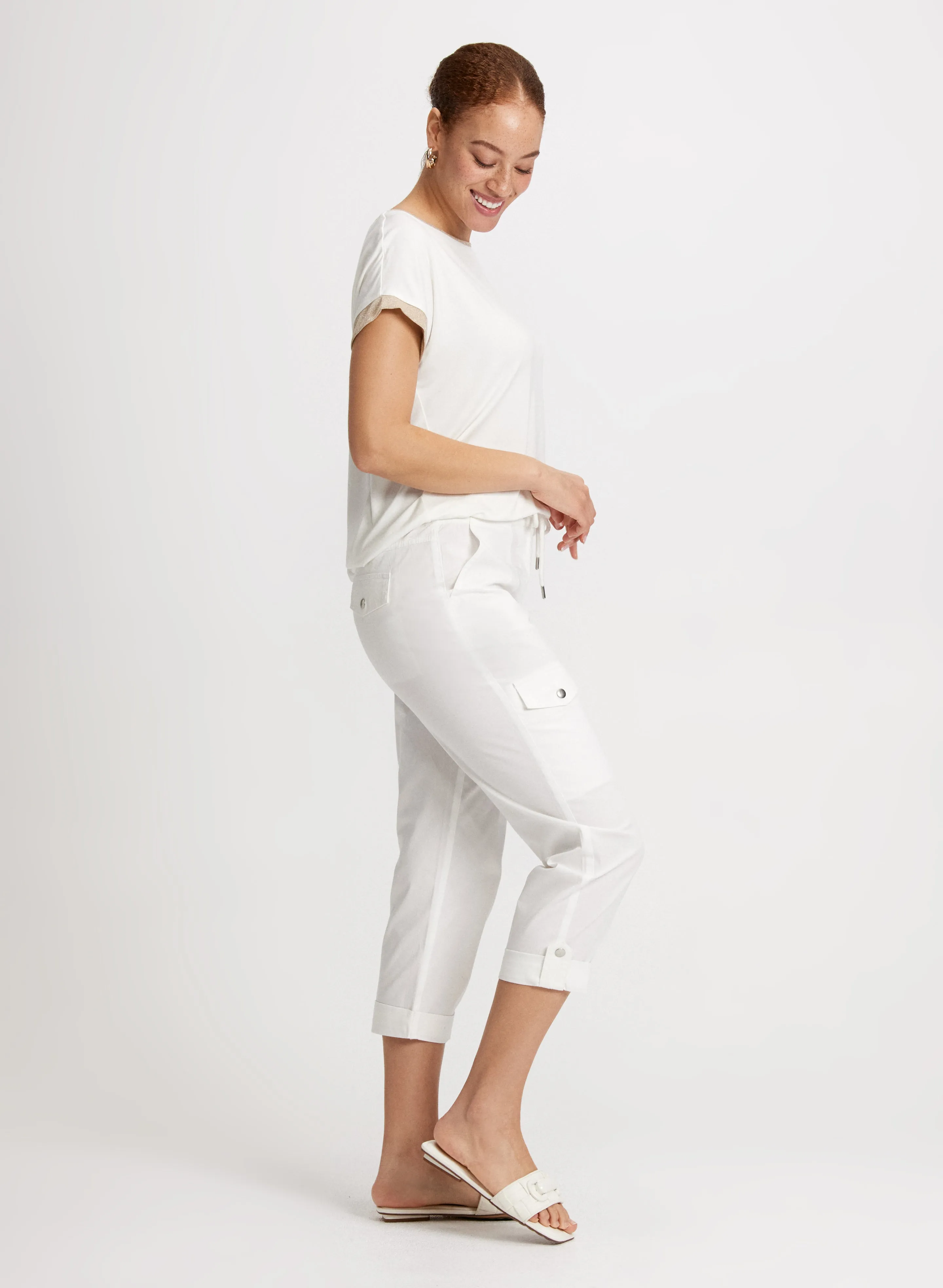 Cotton Drawstring Waist Cargo Capris sold by Laura product image thumbnail 4