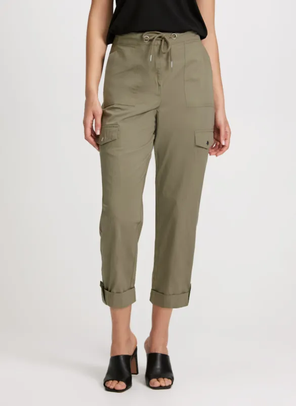 Cotton Drawstring Waist Cargo Capris sold by Laura