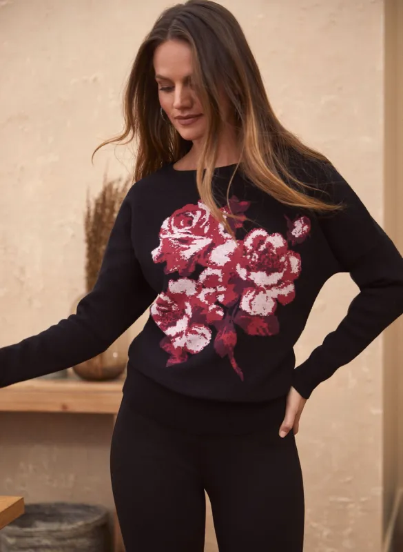 Dolman Sleeve Floral Print Sweater sold by Laura