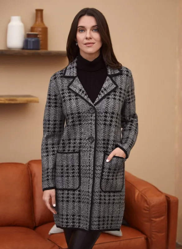 Houndstooth Print Coatigan sold by Laura