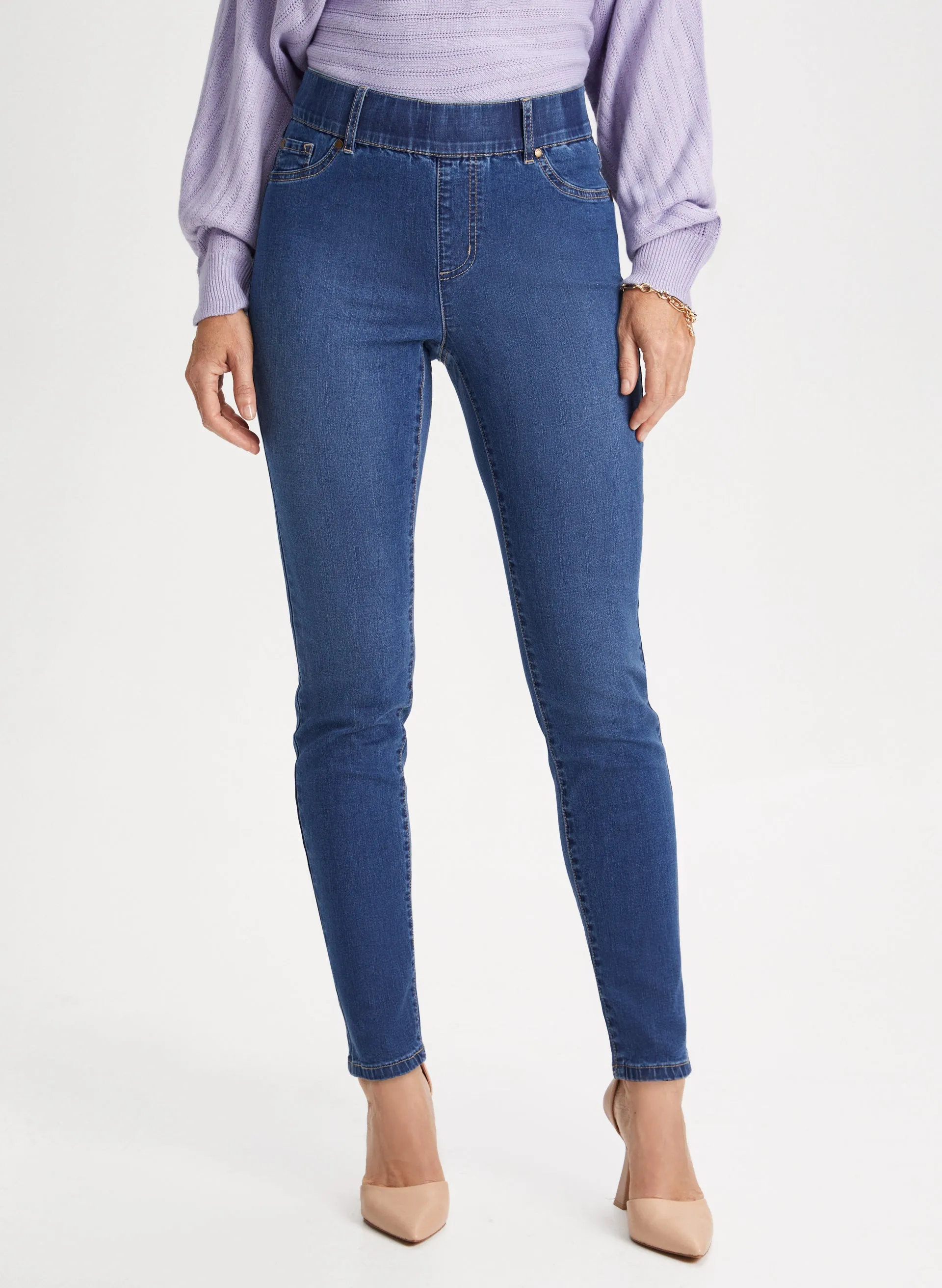 Slim Leg Pull-On Jeans sold by Laura