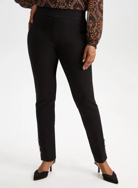 Pull-On Button Detail Pants sold by Laura