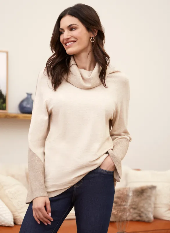 Metallic Cowl Neck Sweater sold by Laura