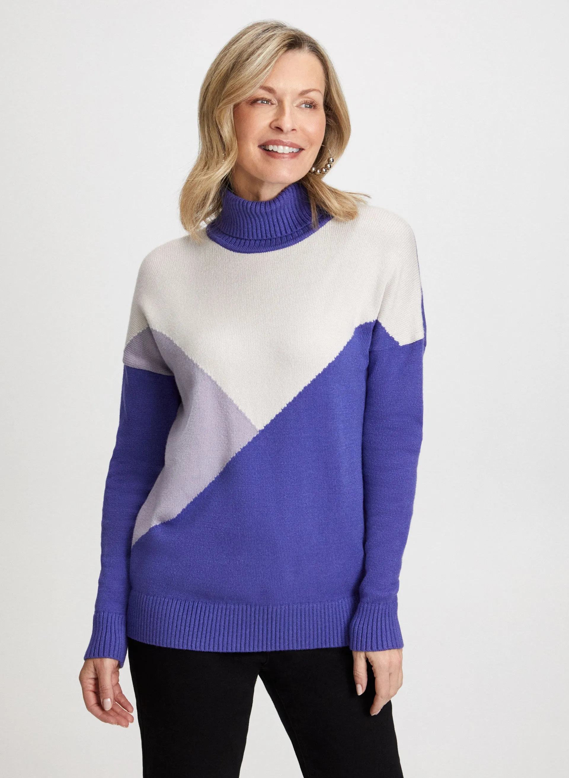 Colour Block Turtleneck Sweater sold by Laura