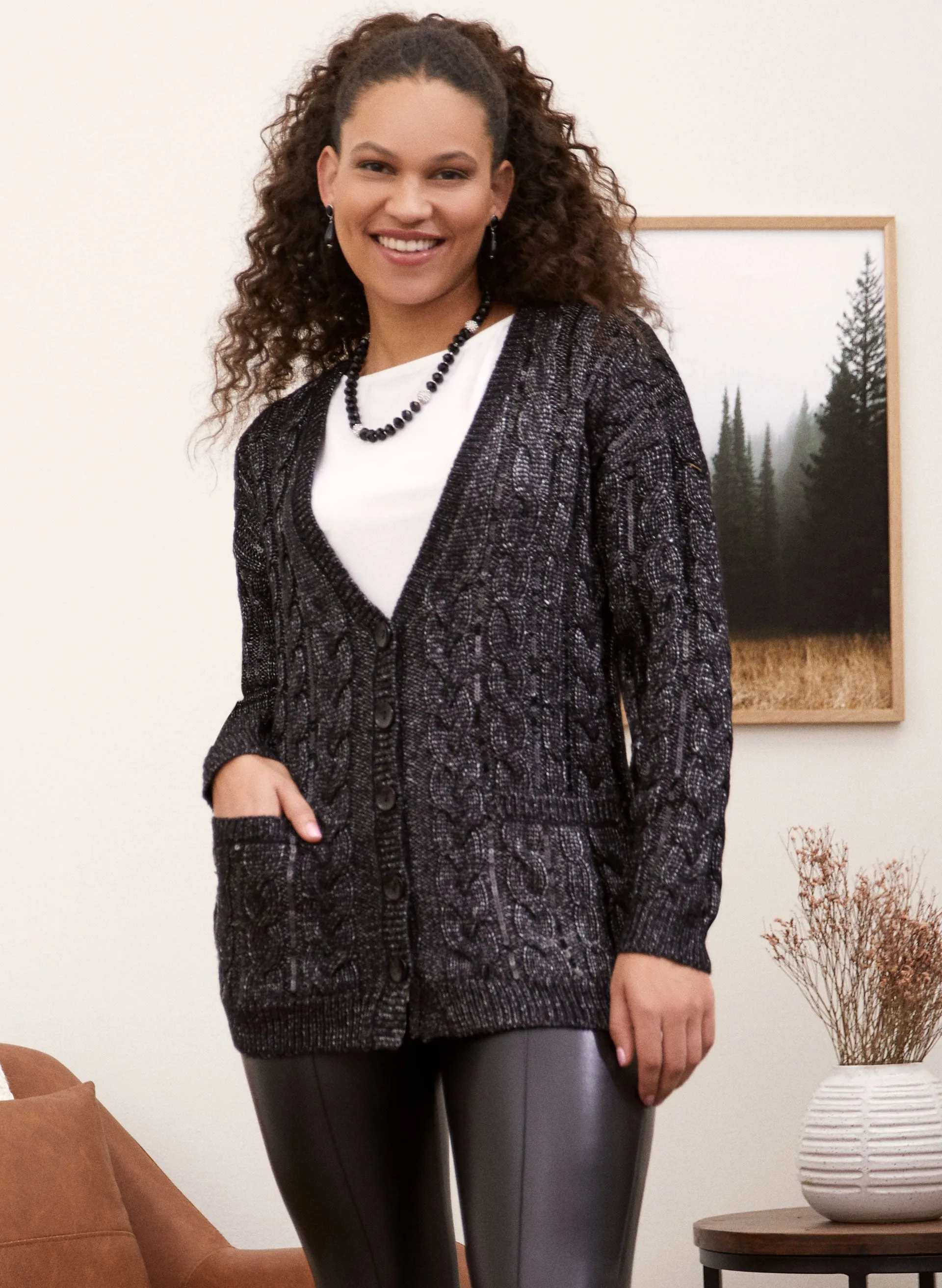 Metallic Sequin Detail Cardigan sold by Laura