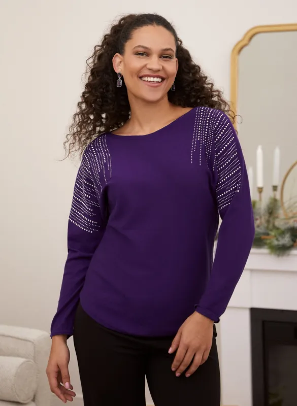 Pearl Detail Dolman Sleeve Sweater sold by Laura