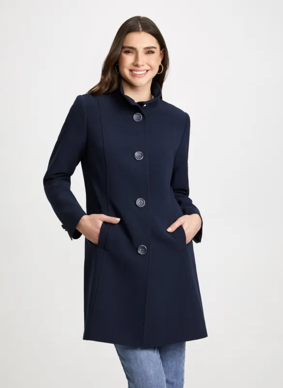 Button Front Tricotine Trench Coat sold by Laura