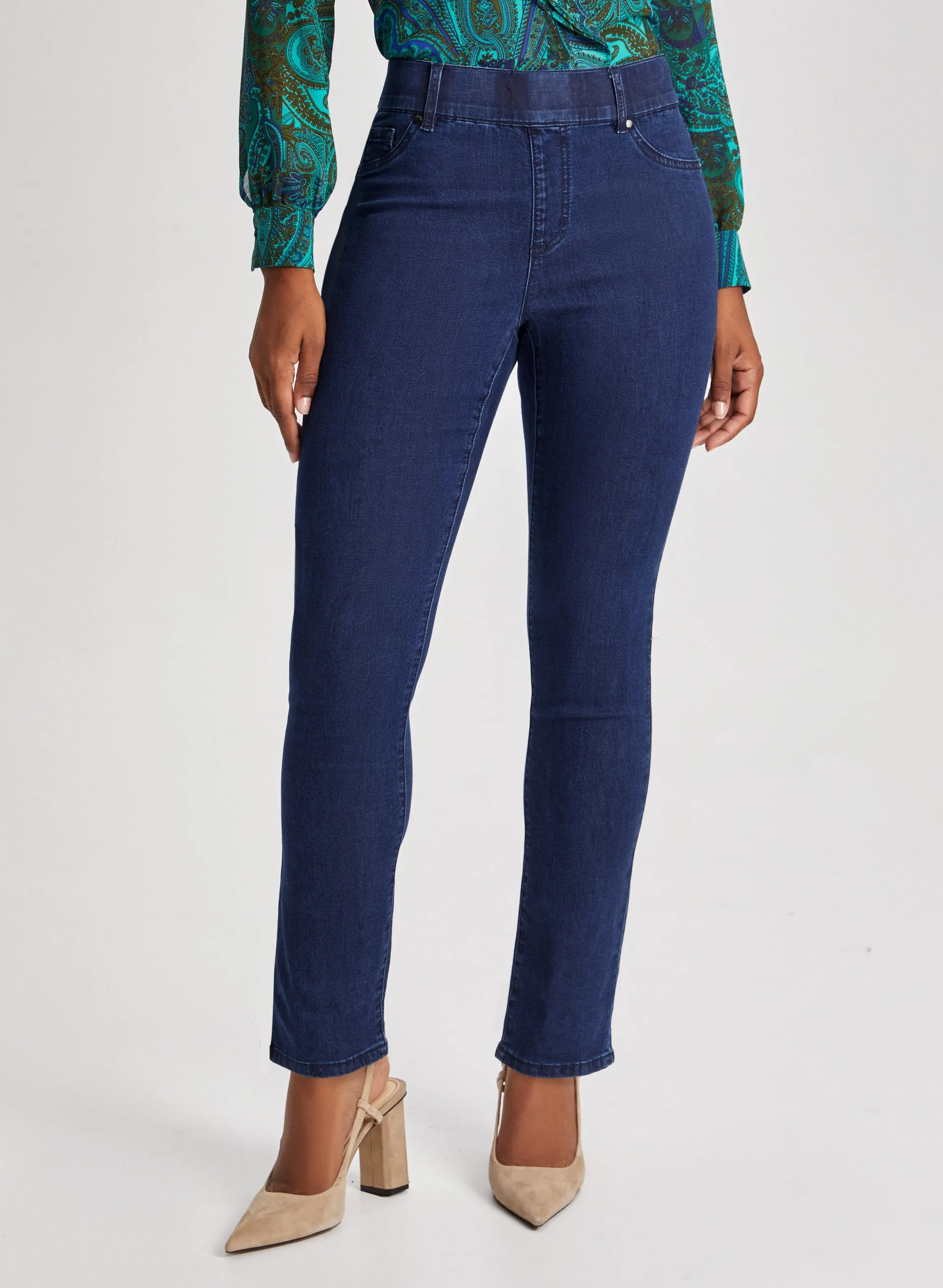 Pull-On Straight Leg Jeans sold by Laura