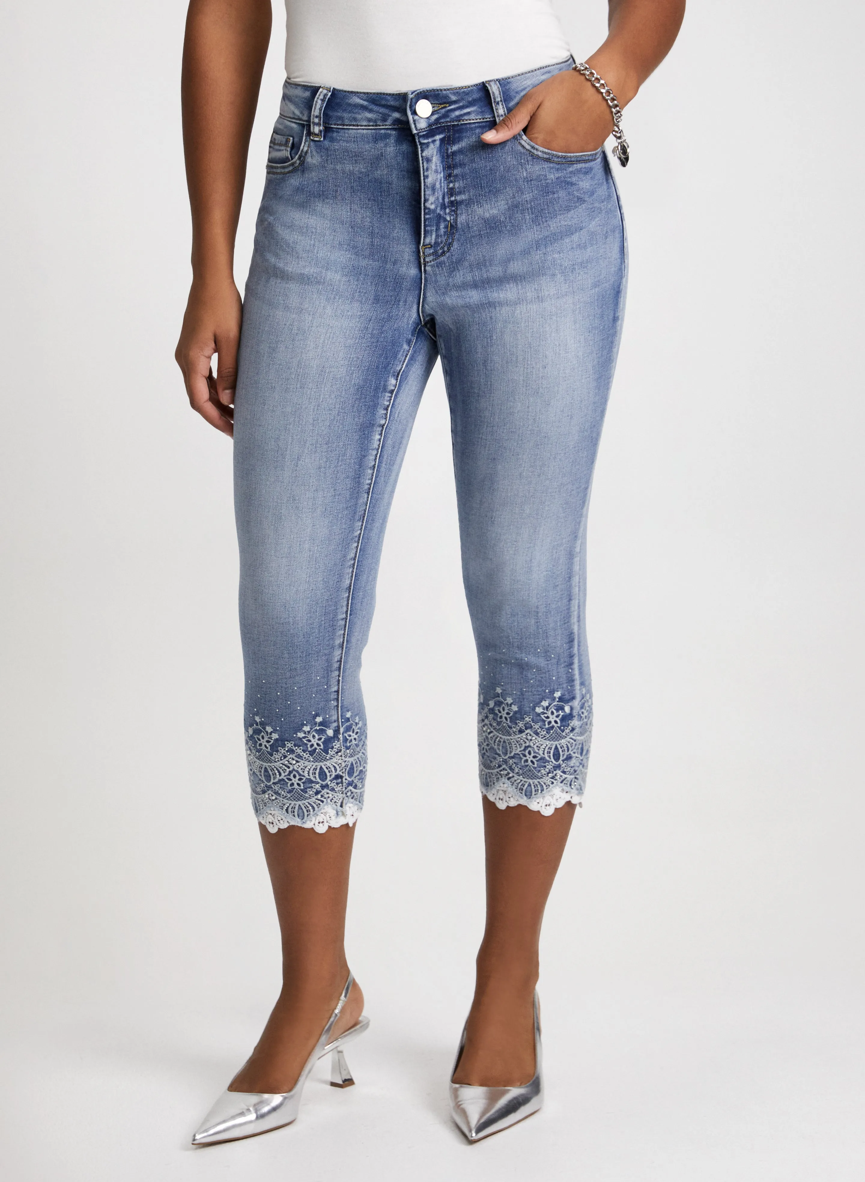 Embellished Denim Capris sold by Laura