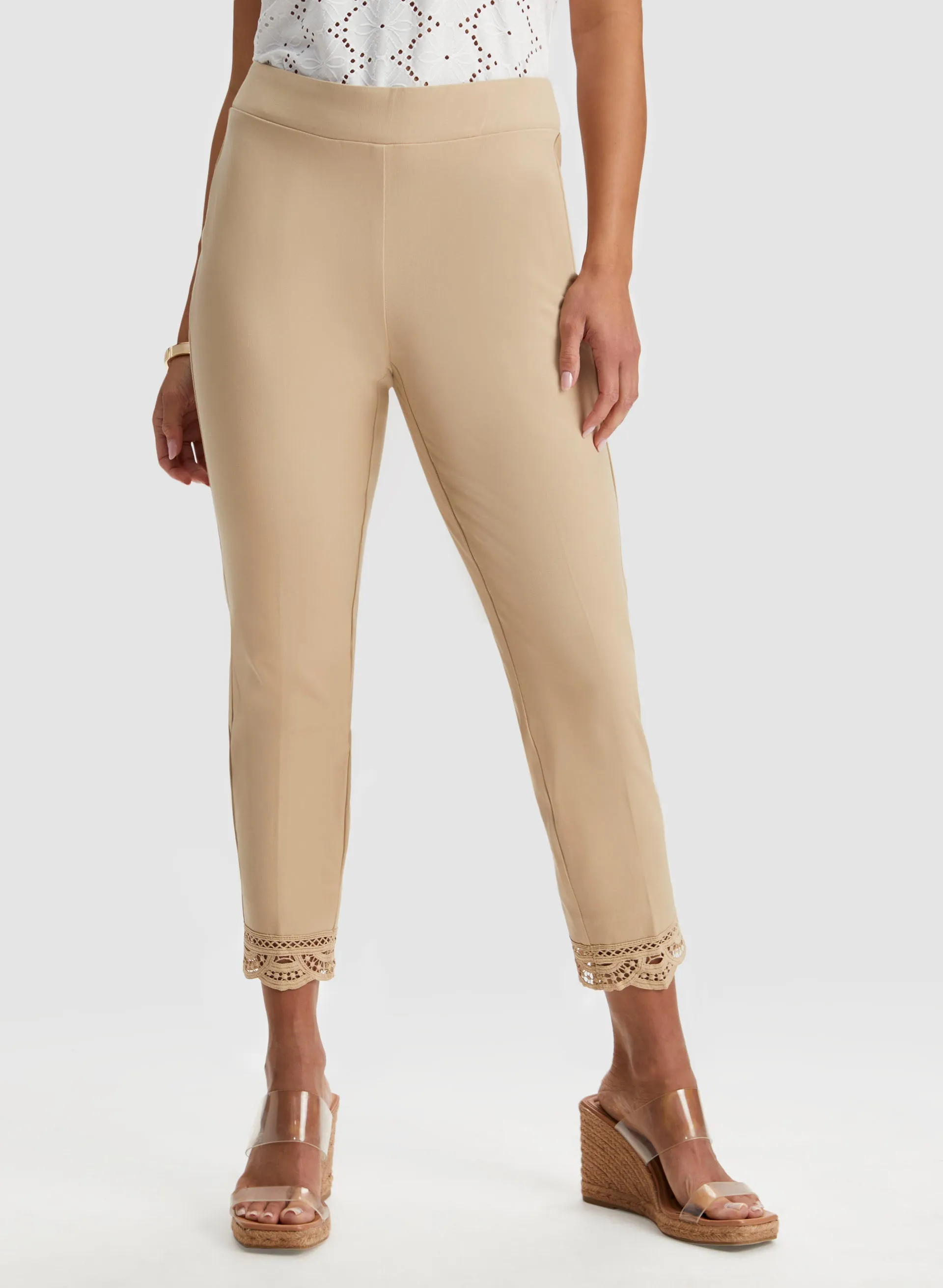 Lace Detail Pull-on Pants sold by Laura