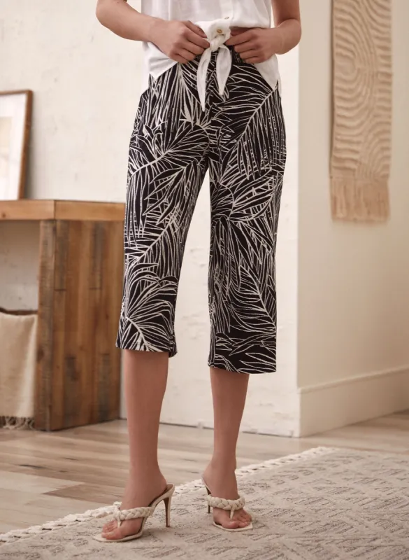 Palm Leaf Print Pull-On Capris sold by Laura