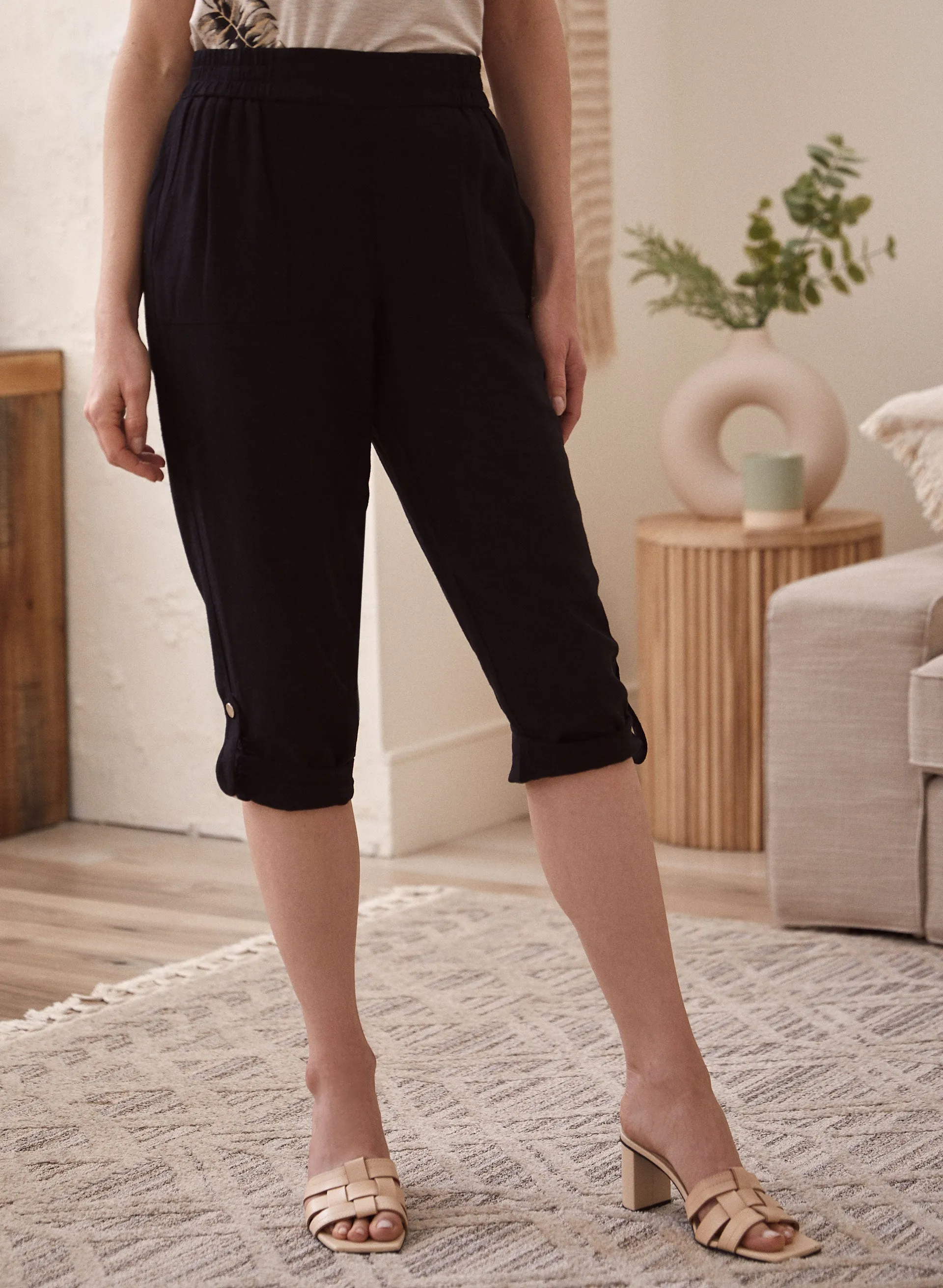 Linen Blend Pull-On Capris sold by Laura