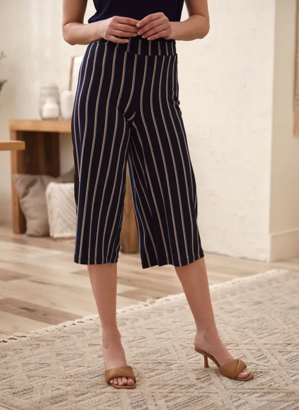 Vertical Stripe Pull-On Capris sold by Laura