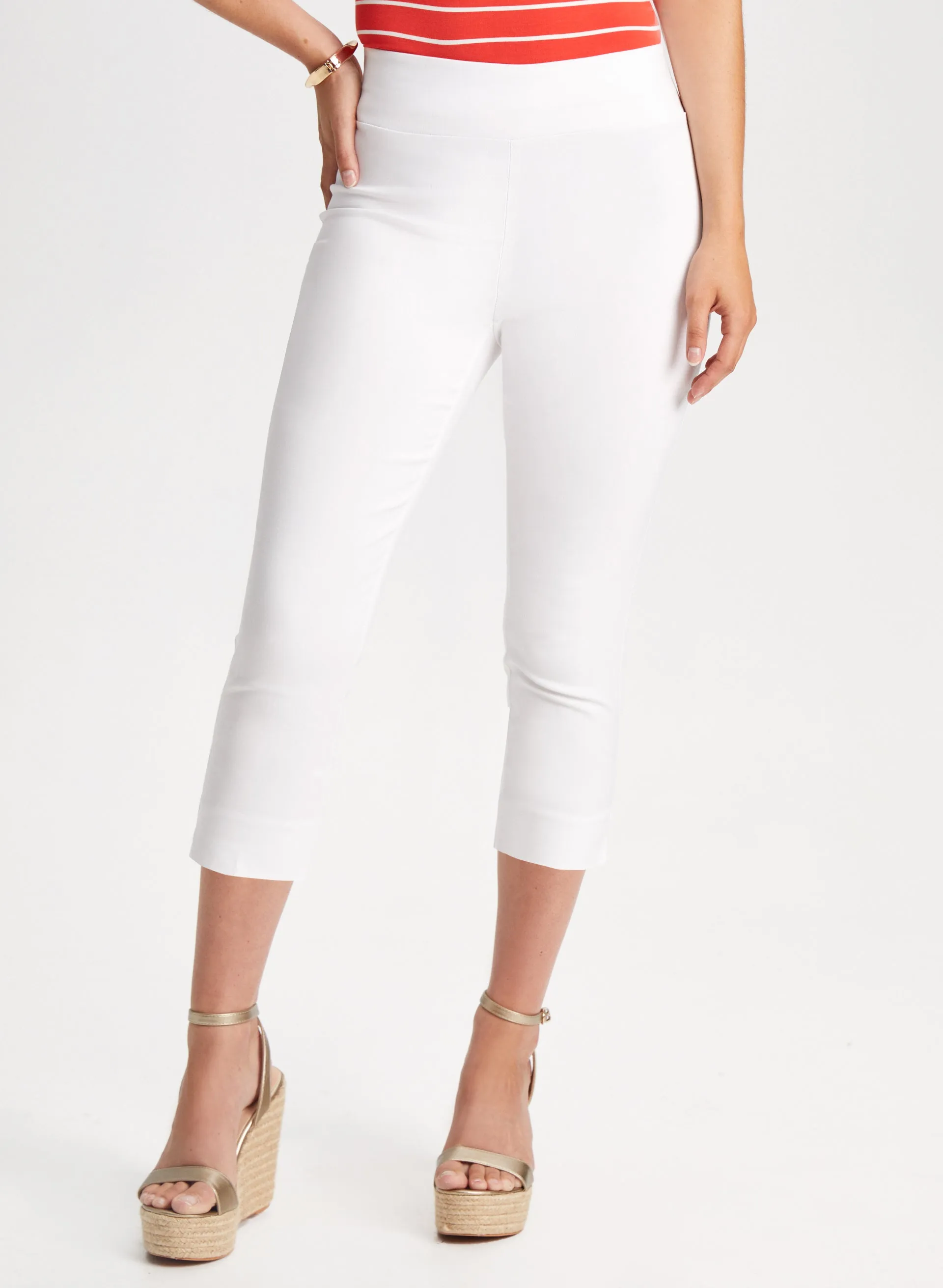 Pull-On Slit Detail Capris sold by Laura