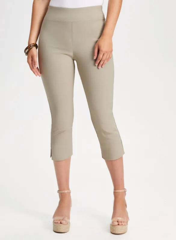 Pull-On Slit Detail Capris sold by Laura