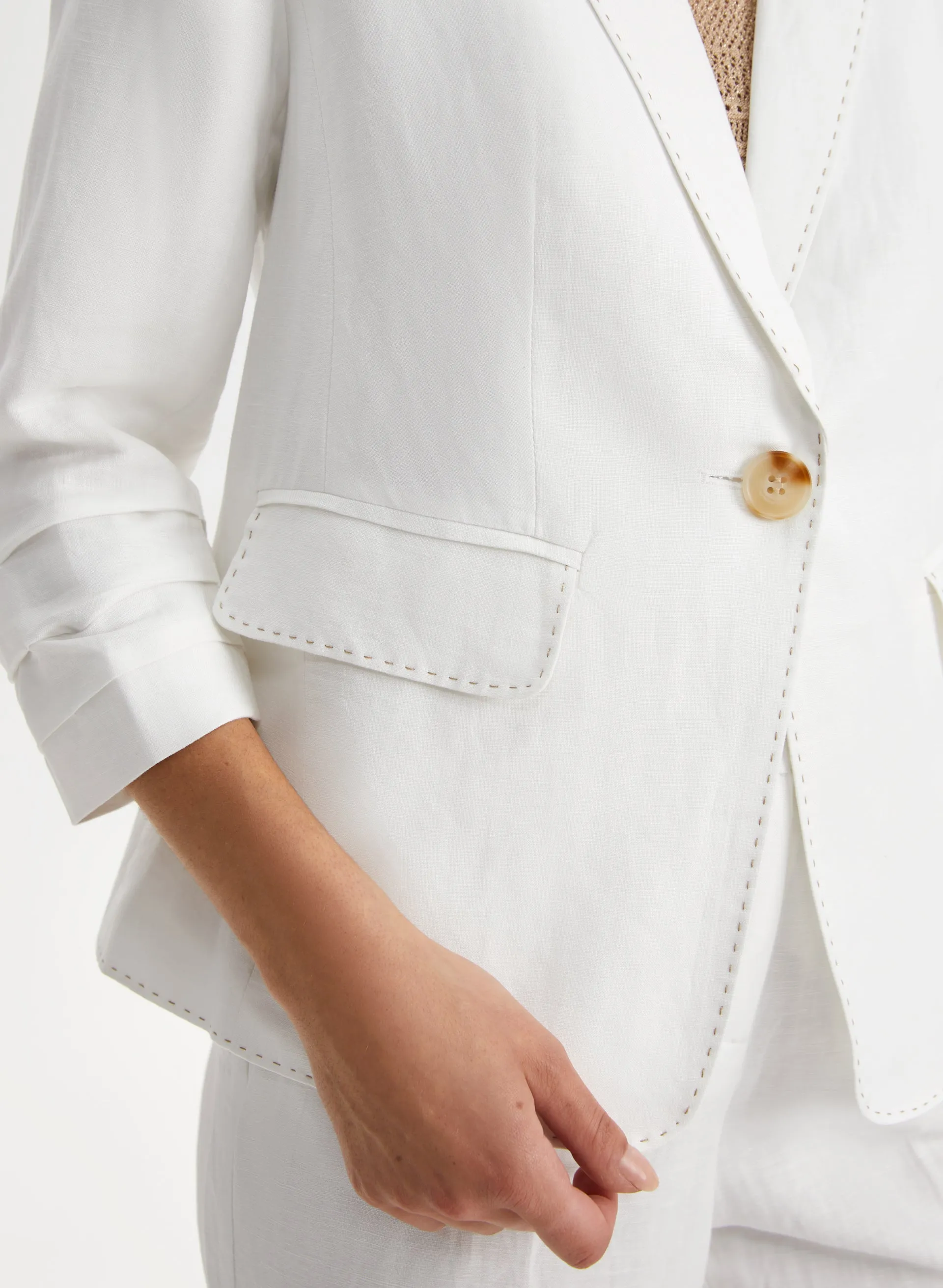 Linen Button Front Blazer sold by Laura product image thumbnail 4