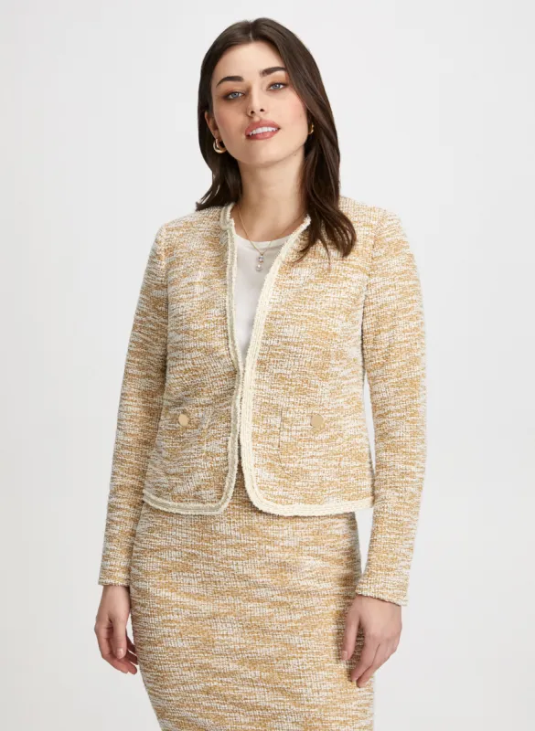 Collarless Bouclé Jacket sold by Laura