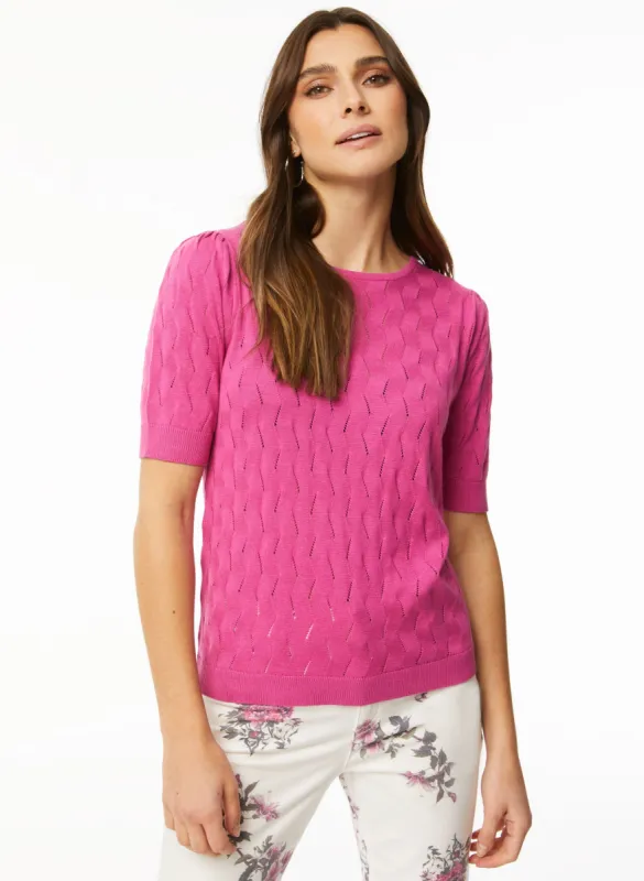 Short Sleeve Pointelle Sweater sold by Laura