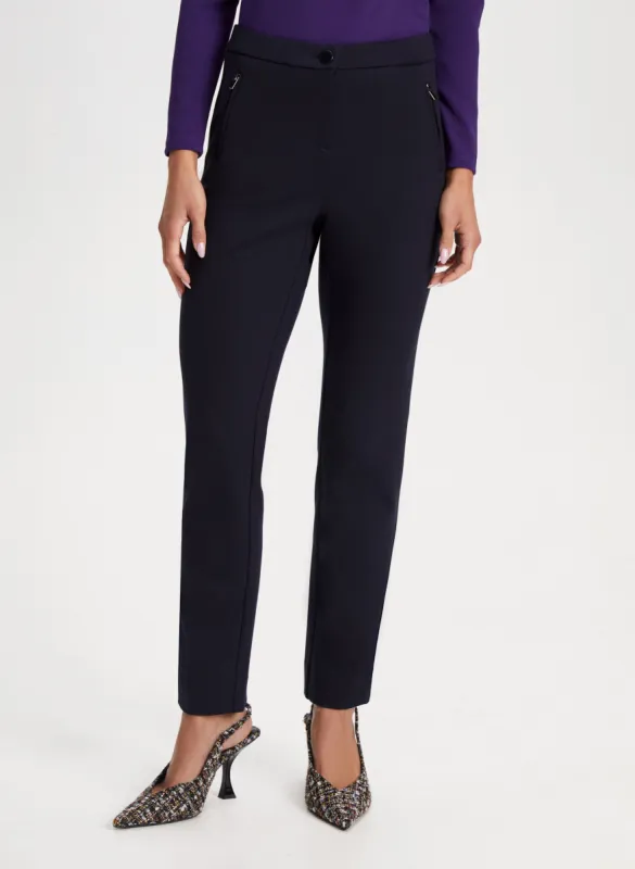 Mia Zip Detail Straight-Leg Pants - Short sold by Laura