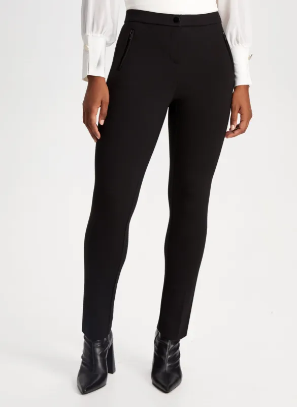 Mia Zip Detail Straight-Leg Pants - Short sold by Laura