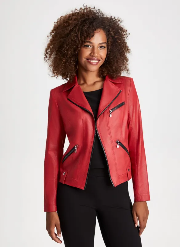 Zip Detail Faux Suede Jacket sold by Laura