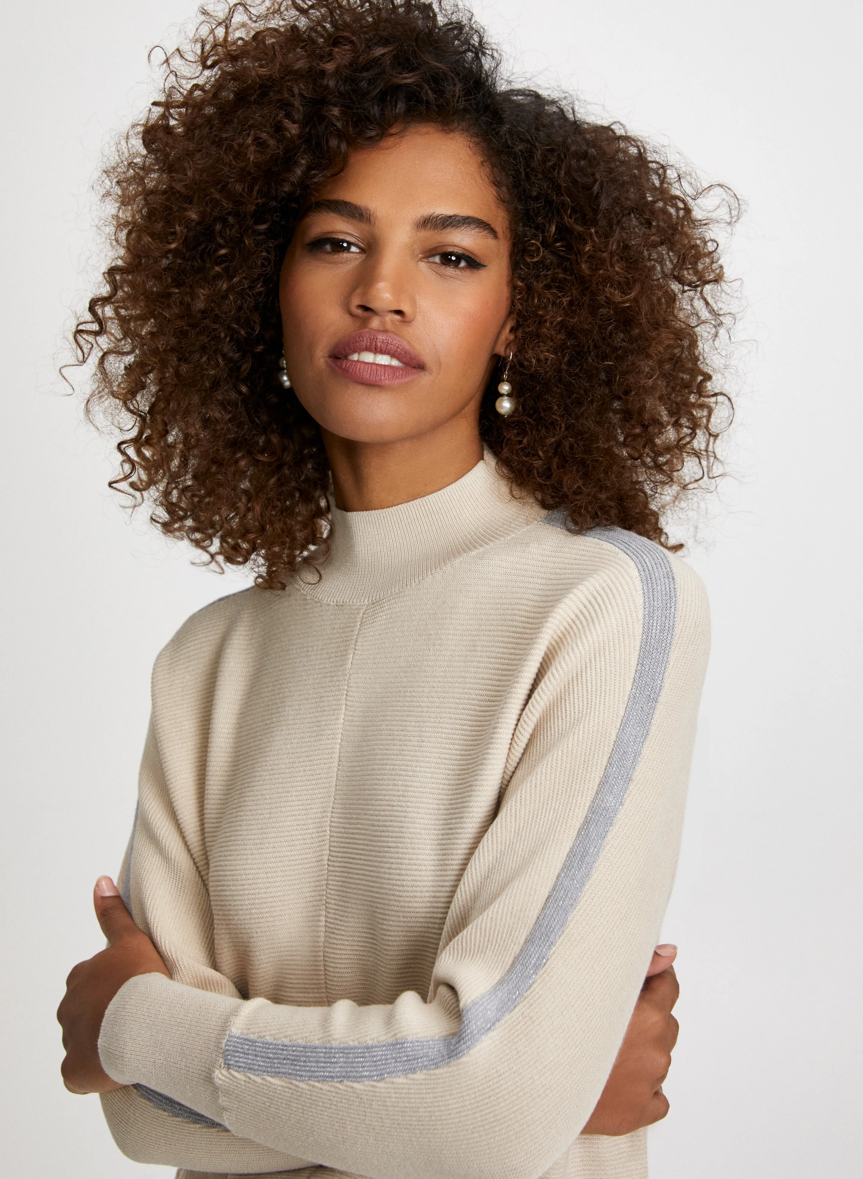 Contrast Stripe Mock Neck Sweater sold by Laura product image thumbnail 2