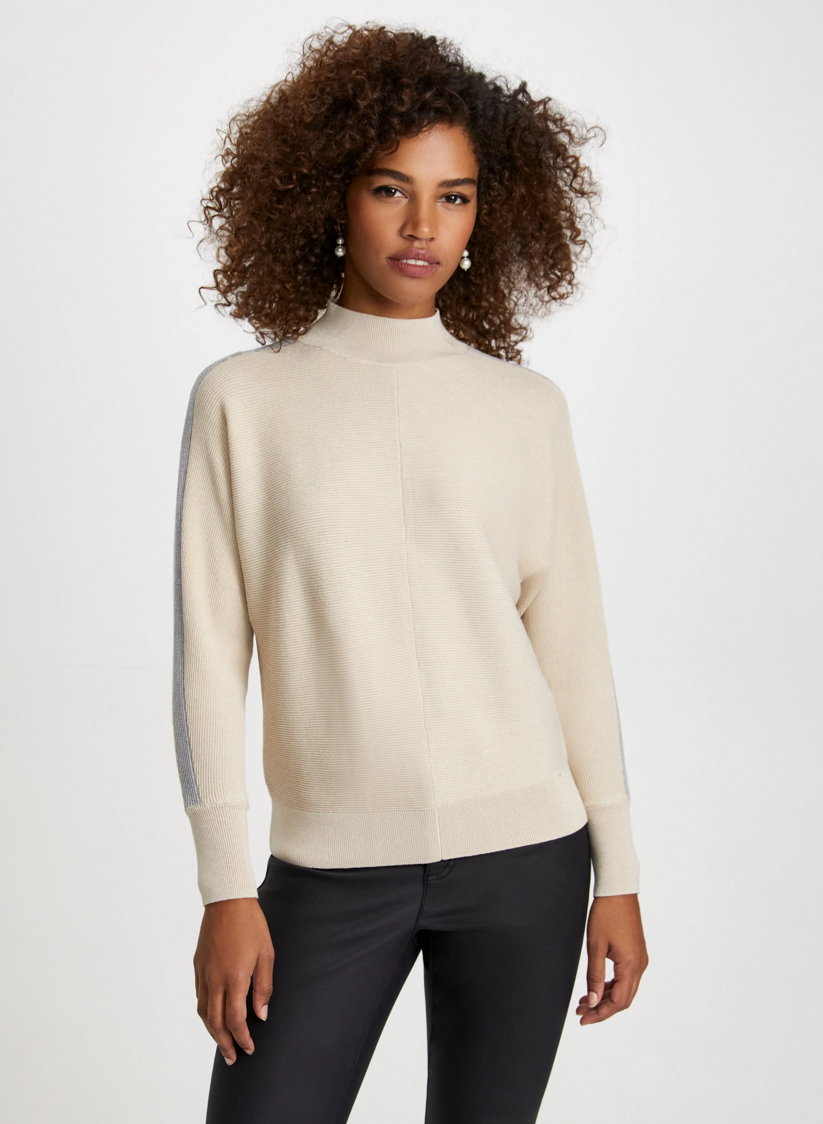 Contrast Stripe Mock Neck Sweater sold by Laura product image thumbnail 5