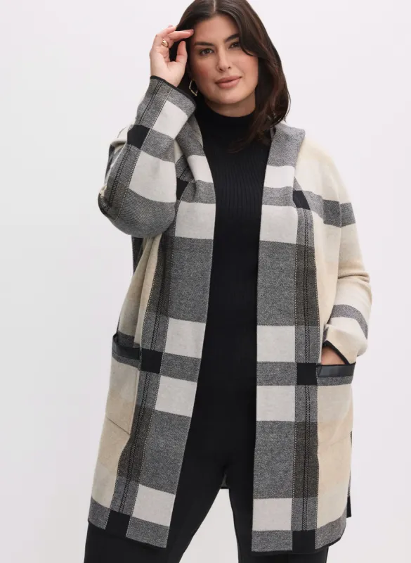 Joseph Ribkoff - Hooded Plaid Print Cardigan sold by Laura