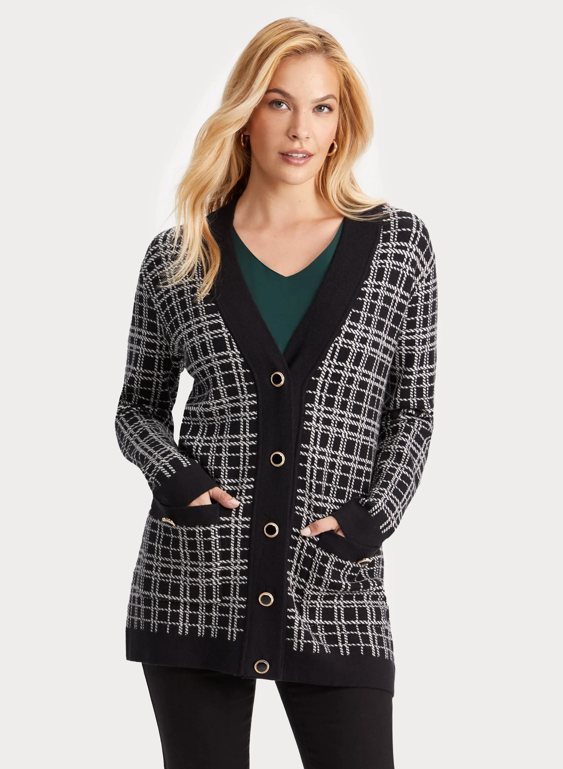 Tweed Button Front Cardigan sold by Laura