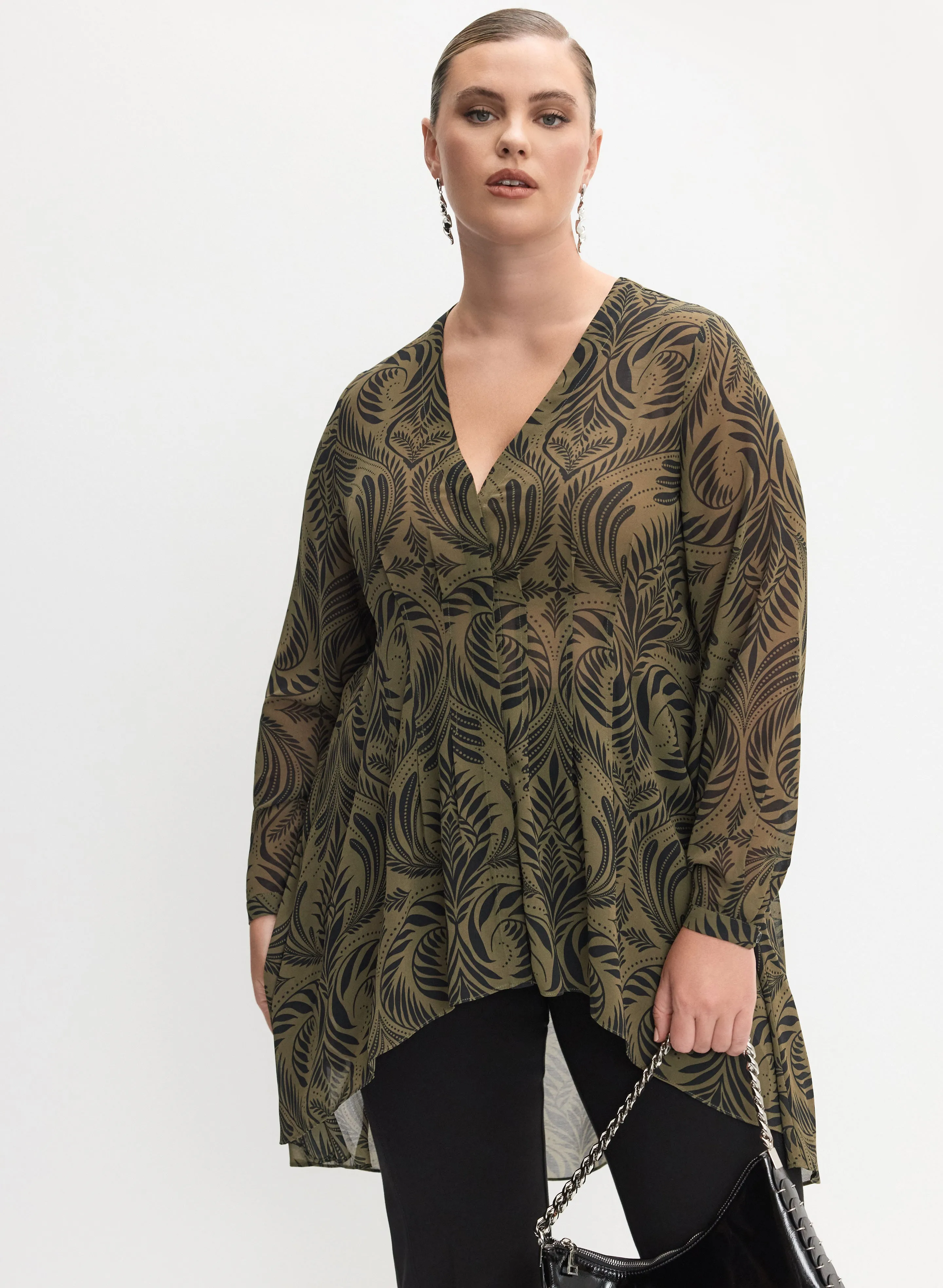 Melanie Lyne - Leaf Print Button-Up Blouse sold by Laura