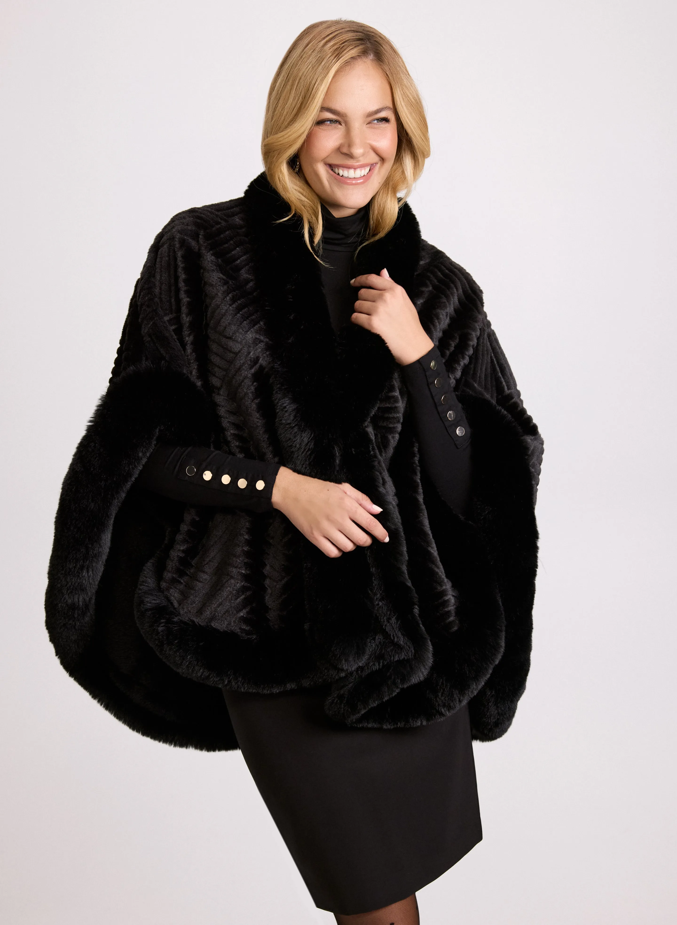 Faux Fur Textured Poncho sold by Laura