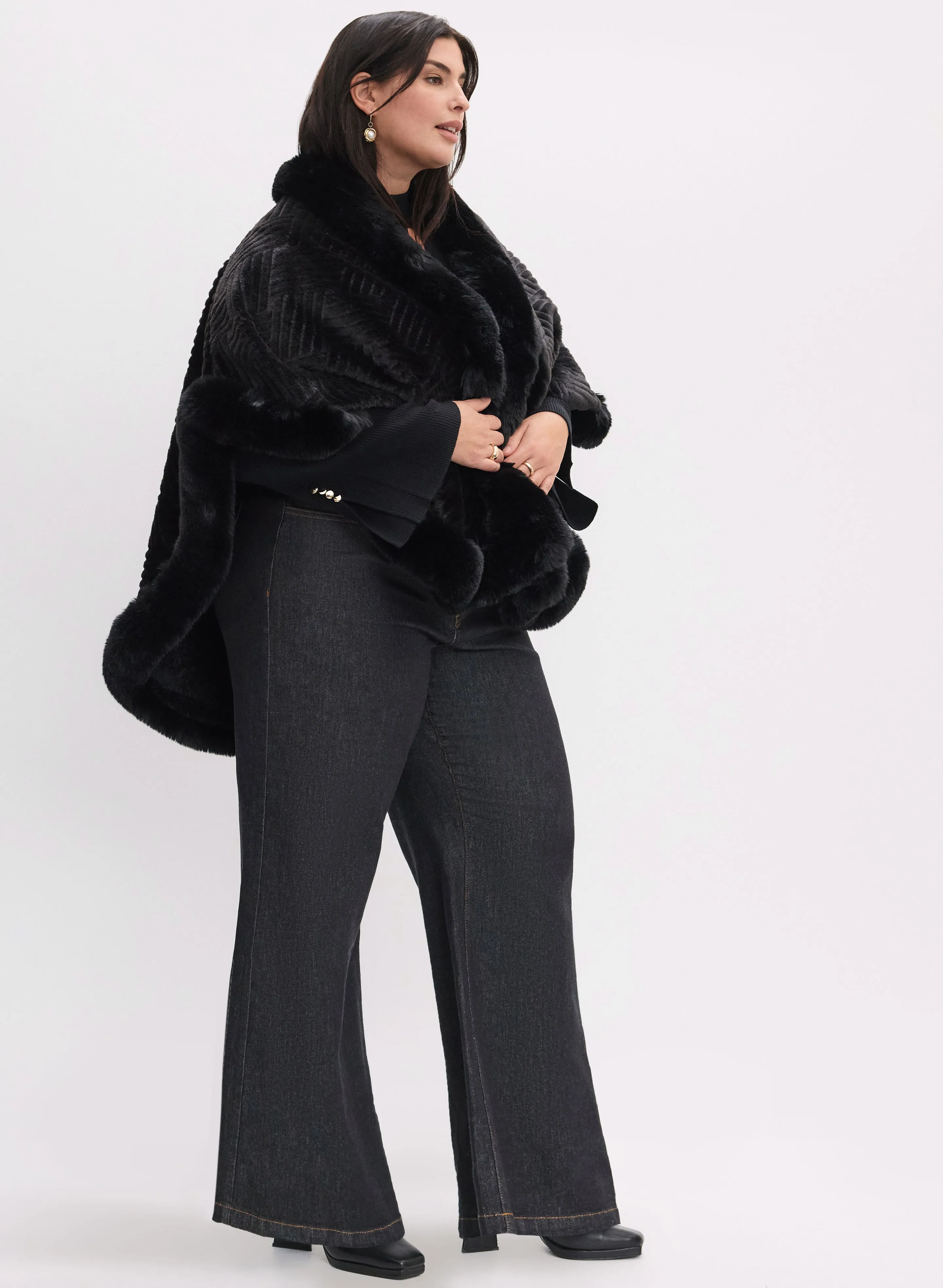 Faux Fur Textured Poncho sold by Laura product image thumbnail 2