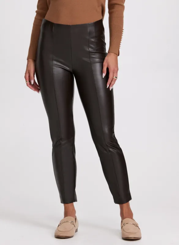 Sofia Vegan Leather Slim-Leg Pants sold by Laura