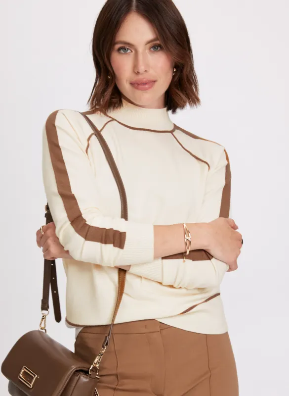 Colour Block Mock Neck Sweater sold by Laura