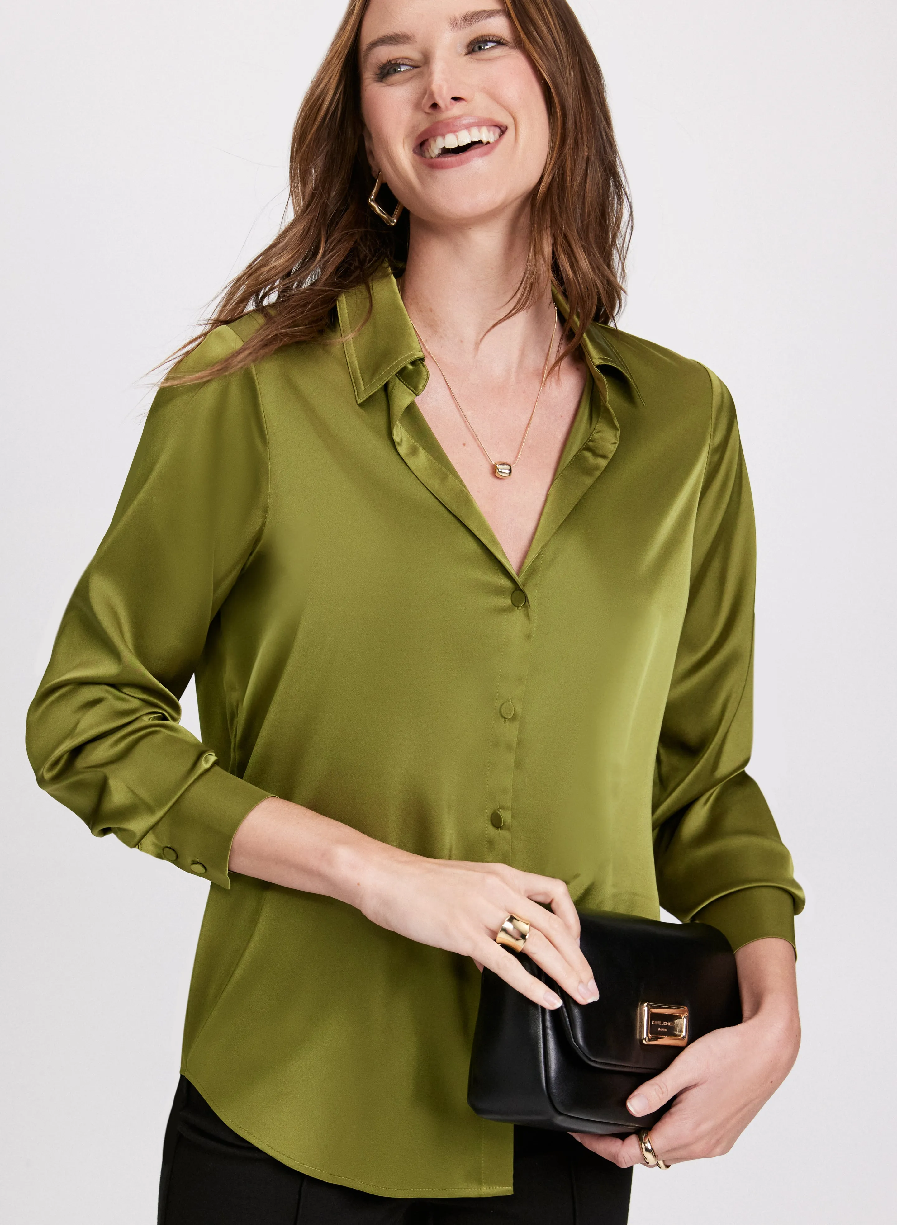High-Low Satin Blouse sold by Laura