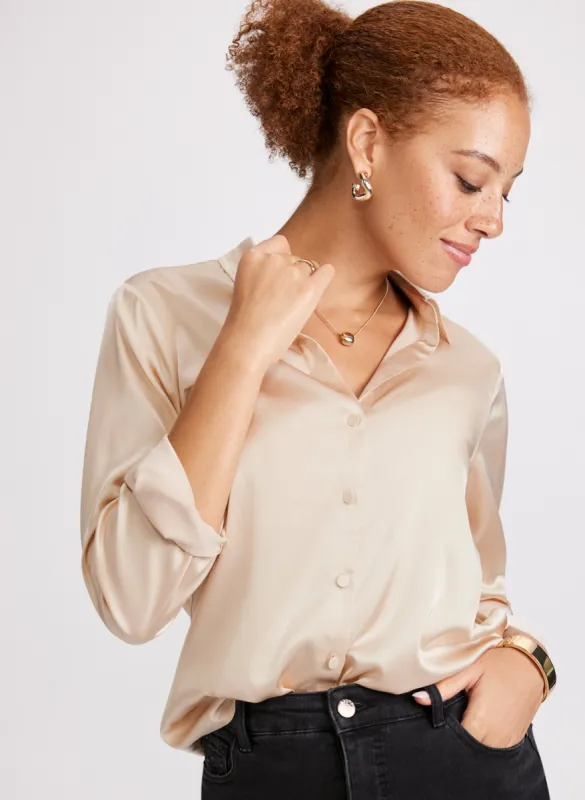 High-Low Satin Blouse sold by Laura