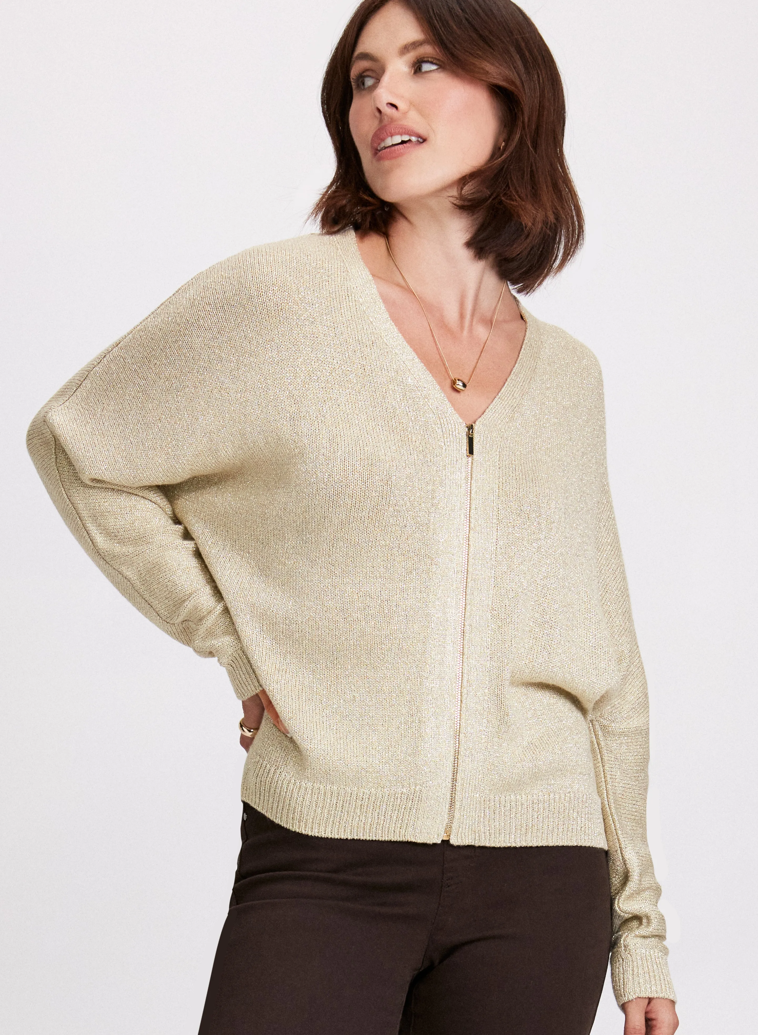 Zip-Front Long Dolman Sleeve Cardigan sold by Laura