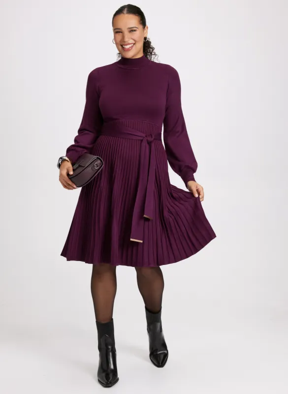 Pleated Skirt Sweater Dress sold by Laura