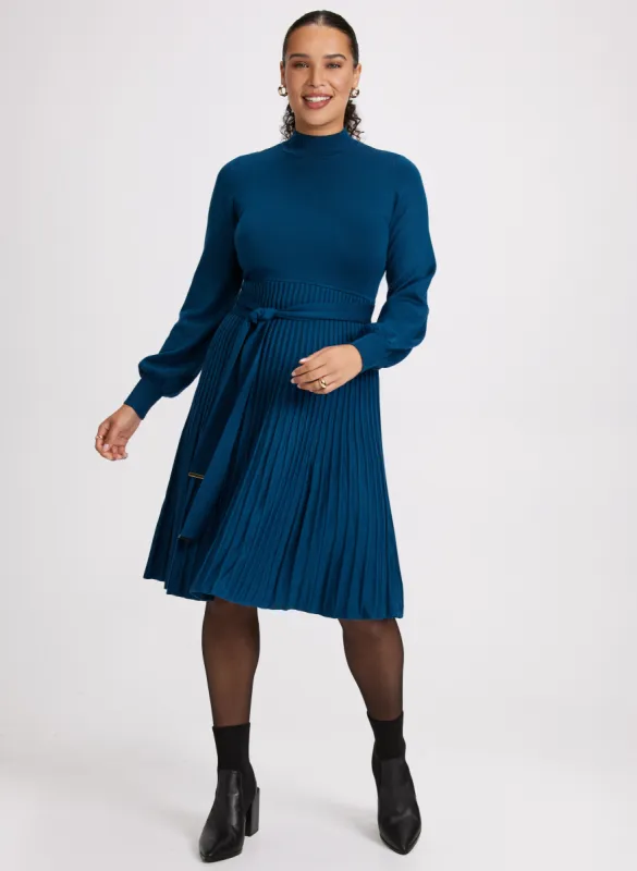 Pleated Skirt Sweater Dress sold by Laura