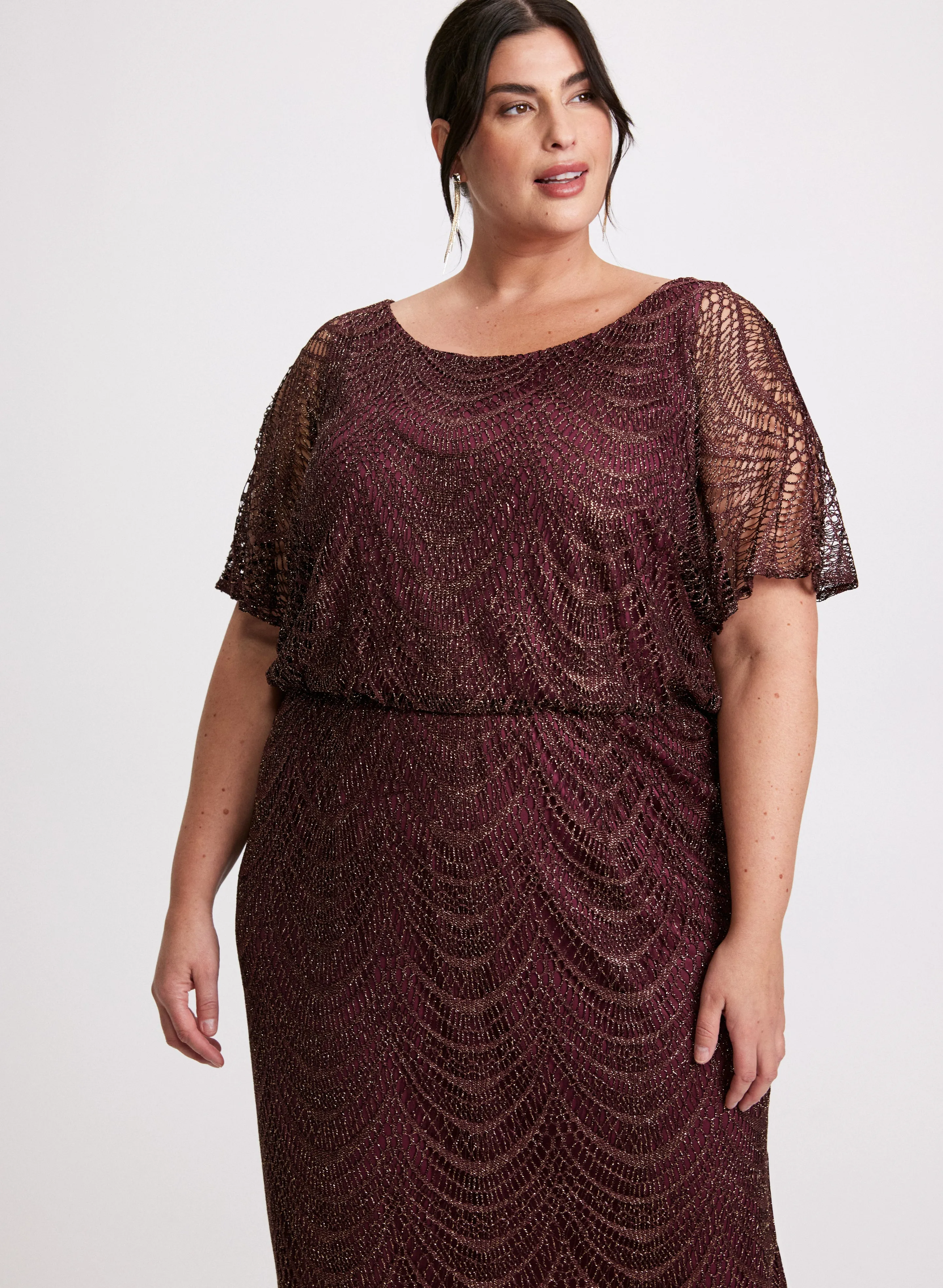 Metallic Draped Crochet Dress sold by Laura product image thumbnail 4