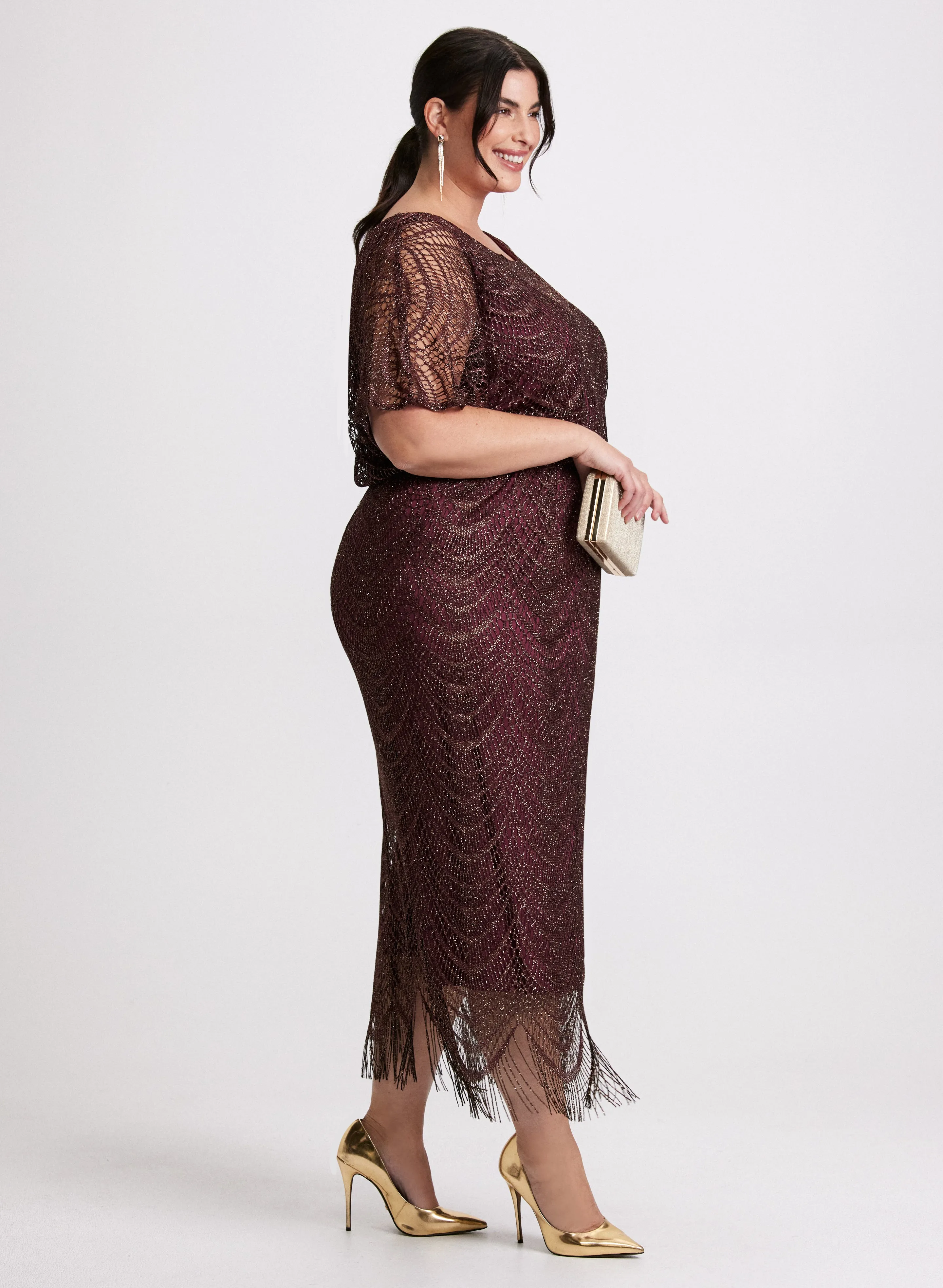 Metallic Draped Crochet Dress sold by Laura