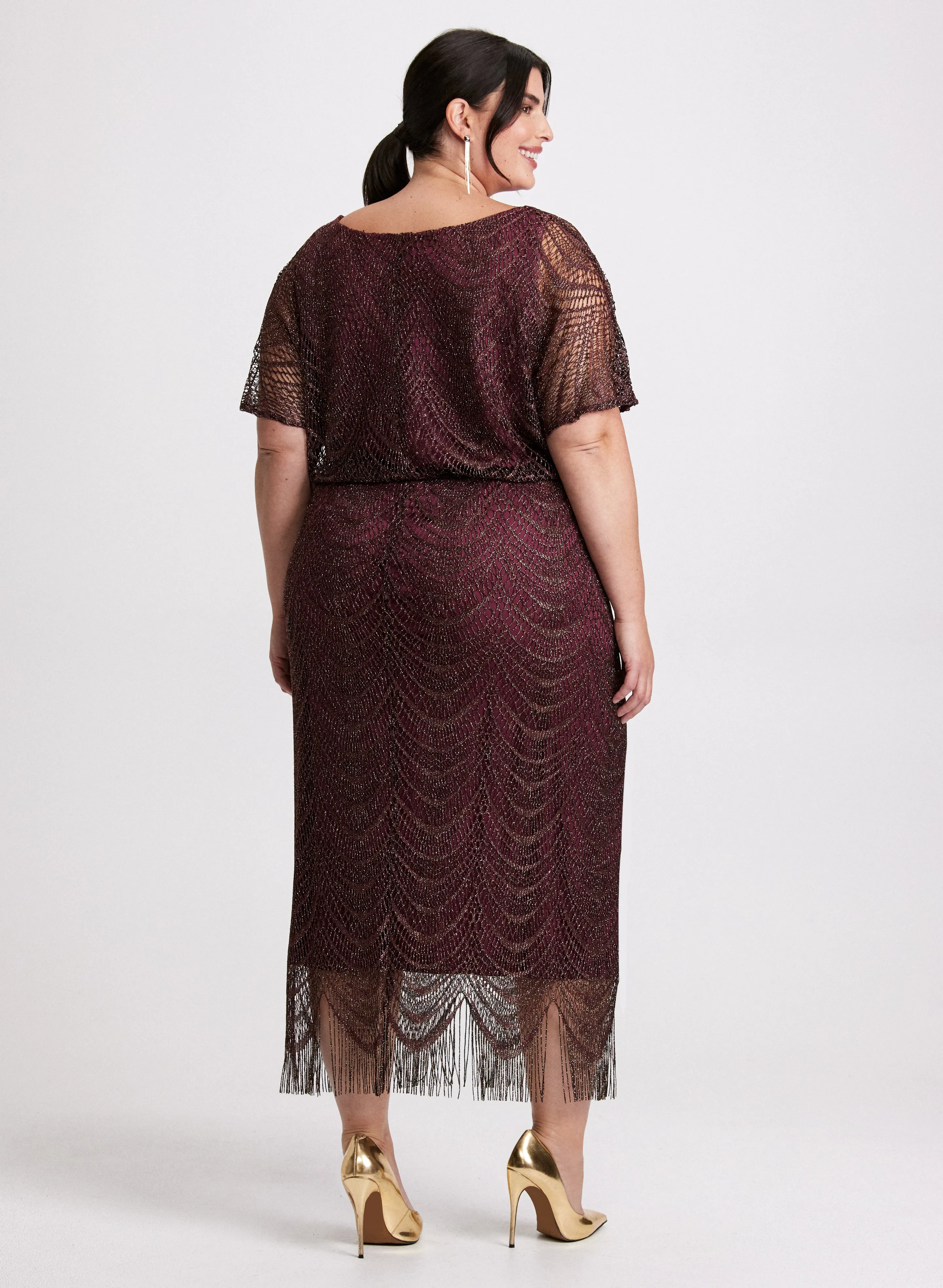 Metallic Draped Crochet Dress sold by Laura product image thumbnail 3