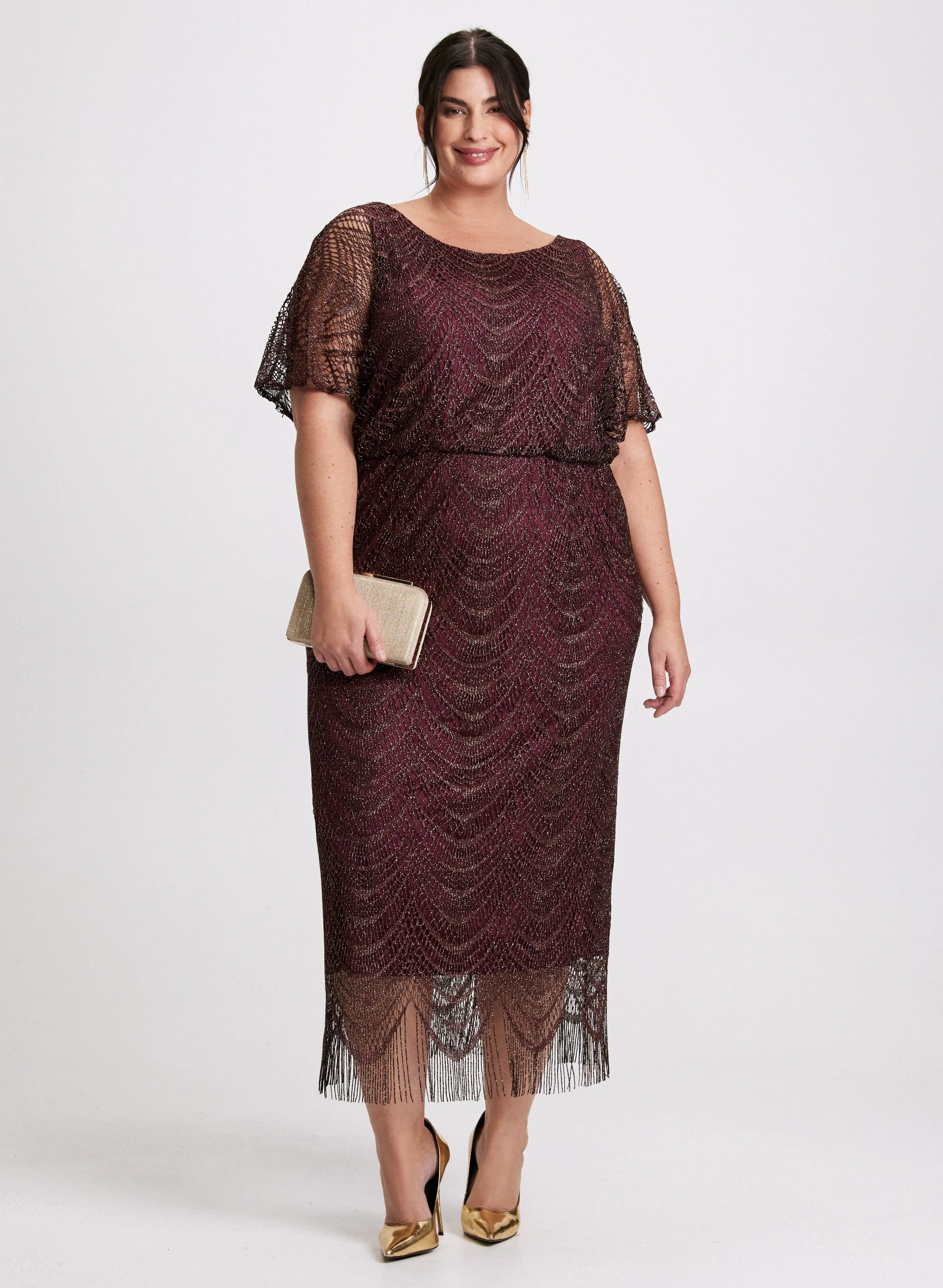 Metallic Draped Crochet Dress sold by Laura product image thumbnail 2
